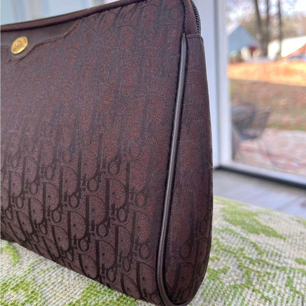 Dior Brown Leather Clutch/Cosmetic Bag - Picture 2 of 5